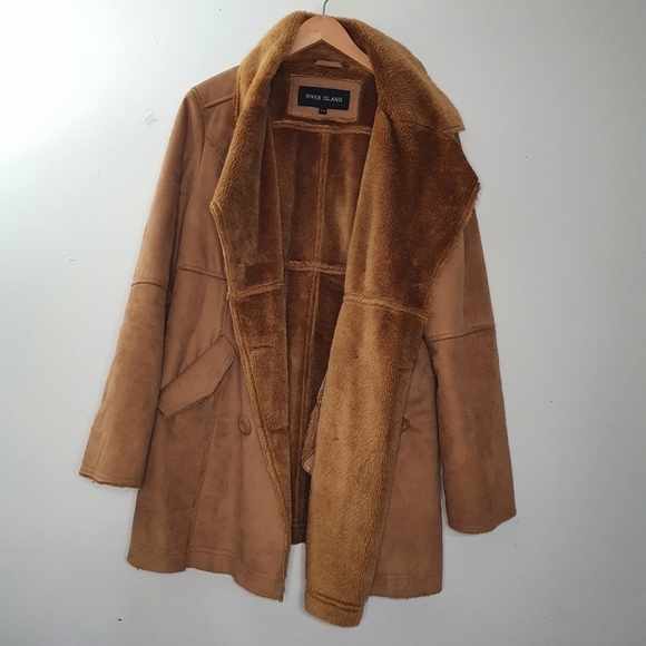 River Island Faux Sherling Suede Jacket Size L - Picture 4 of 10